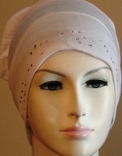 white Beaded Hijab underscarf 72